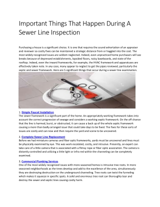 Important Things That Happen During A Sewer Line Inspection