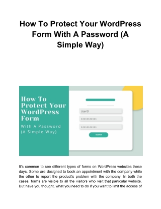 How To Protect Your WordPress Form With A Password (A Simple Way)