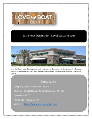 Japanese Restaurant In Oceanside | Loveboatsushi.com