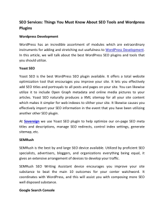 SEO Services: Things You Must Know About SEO Tools and Wordpress Plugins