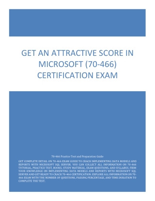 Get An Attractive Score in Microsoft (70-466) Certification Exam