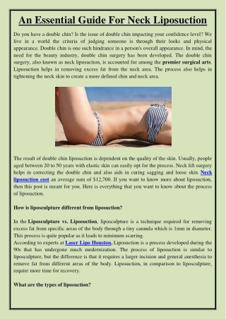 An Essential Guide For Neck Liposuction
