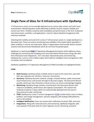 Single pane of glass for IT infrastructure with OpsRamp