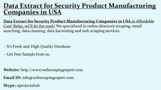 Data Extract for Security Product Manufacturing Companies in USA