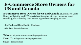 E-Commerce Store Owners for US and Canada