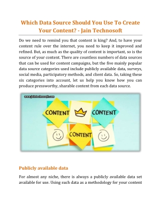 Which Data Source Should You Use To Create Your Content - Jain Technosoft