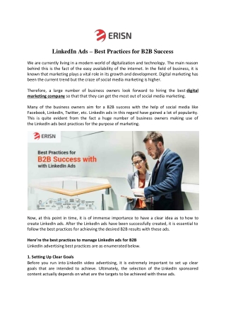 LinkedIn Ads - Best Practices for B2B Success