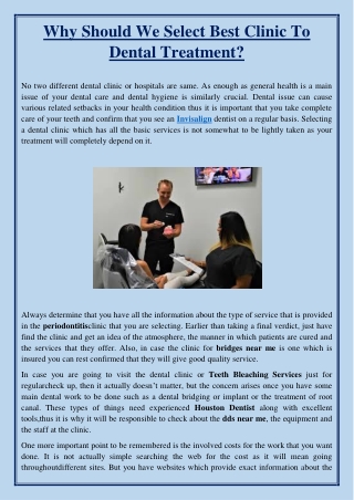 Why Should We Select Best Clinic To Dental Treatment?