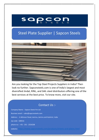 Steel Plate Supplier | Sapcon Steels