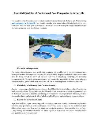 Essential Qualities of Professional Pool Companies in Sevierville