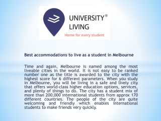 Best accommodations to live as a student in Melbourne