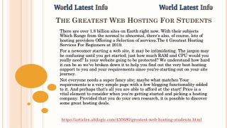 The Greatest Web Hosting For Students