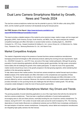 Dual Lens Camera Smartphone Market by Growth and Trends 2024