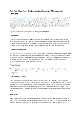 Top Five Must Have Features A Configuration Management Software