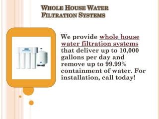 Whole House Water Filtration Systems