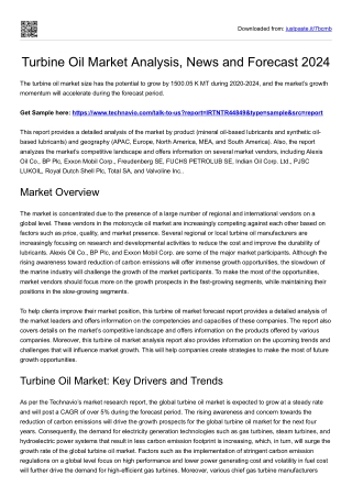 Turbine Oil Market News and Demand 2024