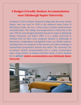 4 Budget-Friendly Student Accommodation near Edinburgh Napier University