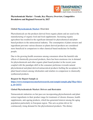 Phytochemicals Market Overview, Industry Top Manufactures, Size, Growth Rate till 2027