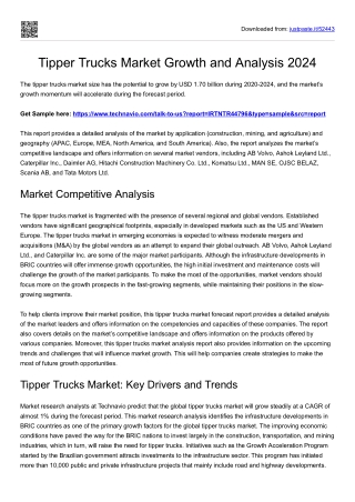 Tipper Trucks Market by Application and Geography 2024