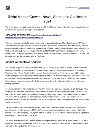 Tahini Market Forecast, News 2024