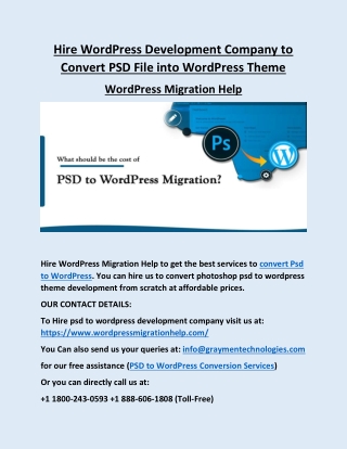 Hire WordPress Development Company to Convert PSD File into WordPress Theme