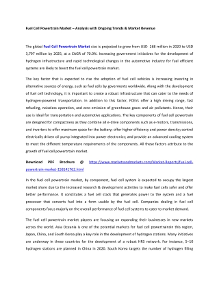 Fuel Cell Powertrain Market – Analysis with Ongoing Trends & Market Revenue