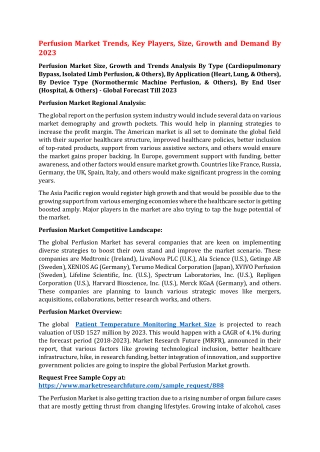 Perfusion Market Trends, Key Players, Size, Growth and Demand By 2023