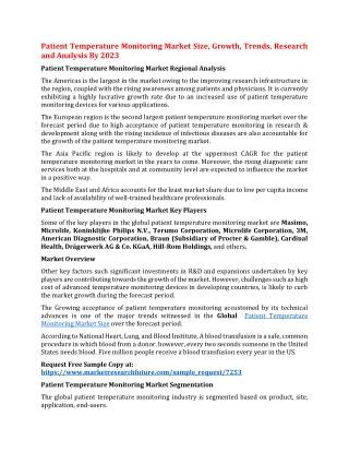 Patient Temperature Monitoring Market Size, Growth, Trends, Research and Analysis By 2023