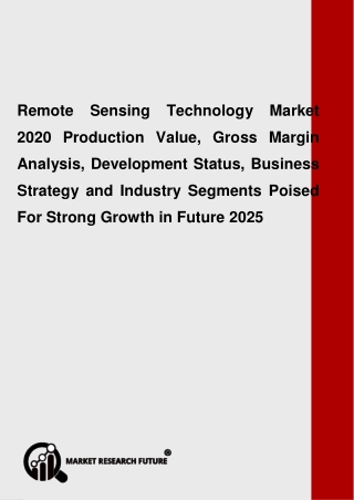 Remote Sensing Technology Market  Application, Solutions, Developments Status, Technology & Analysis, Segmentation, Tren