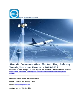 Aircraft Communication Market Size, Industry Trends, Share and Forecast - 2019-2025