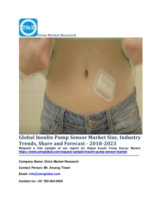 Global Insulin Pump Sensor Market Size, Industry Trends, Share and Forecast - 2018-2023