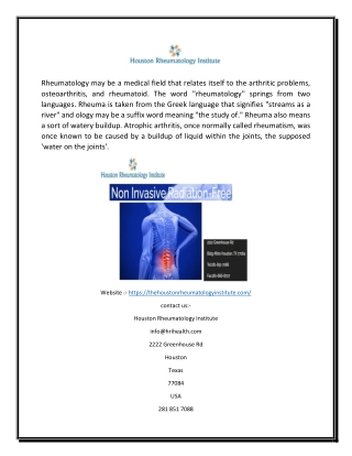 Top Katy Rheumatologist | Houston Rheumatology Institute