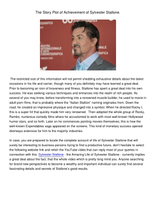 The Story Plot of Achievement of Sylvester Stallone