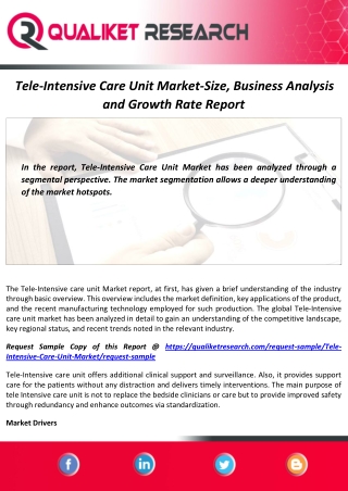 Tele-Intensive Care Unit Market Size, Growth Analysis, Business Strategies and Forecast to 2027