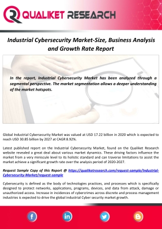 Industrial Cybersecurity Market Size, Technology Insights, Growth and Forecast Report by 2027