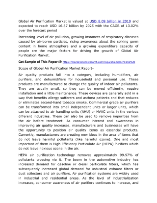 Air Purification Market 2020 Segmentation, Demand, Growth, Trend, Opportunity and Forecast to 2025