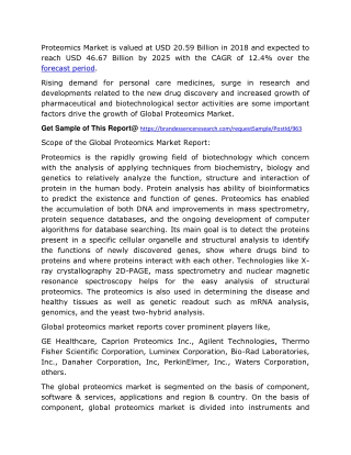 Proteomics Market 2020 Segmentation, Demand, Growth, Trend, Opportunity and Forecast to 2025