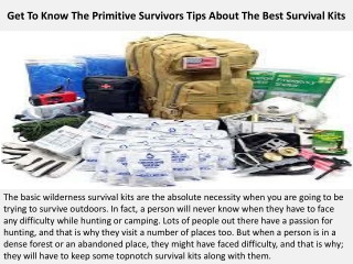 Get To Know The Primitive Survivors Tips About The Best Survival Kits