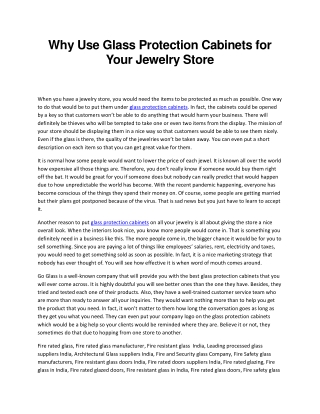 Why Use Glass Protection Cabinets for Your Jewelry Store