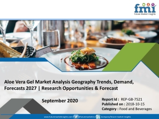 Aloe Vera Gel Market Analysis, Key Vendors, Future Scenario Forecast to 2027
