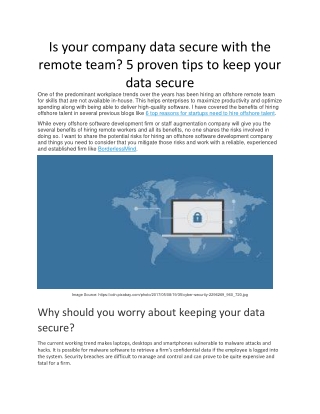 Is your company data secure with the remote team? 5 proven tips to keep your data secure