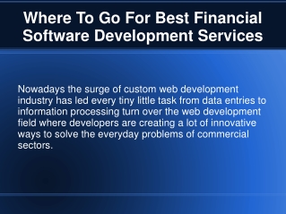 Financial Software Development PPT