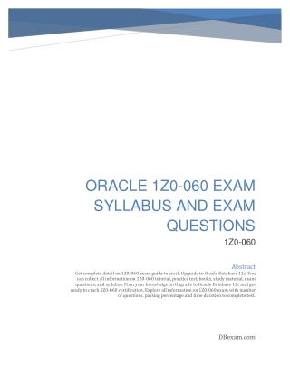 [LATEST] Oracle 1Z0-060 Exam Syllabus and Exam Questions
