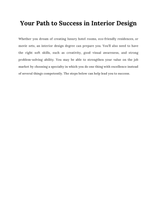 Your Path to Success in Interior Design