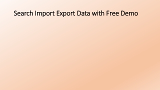 Demo Data Search for Imported and Exported Products