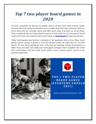 Top 7 two-player board games in 2020