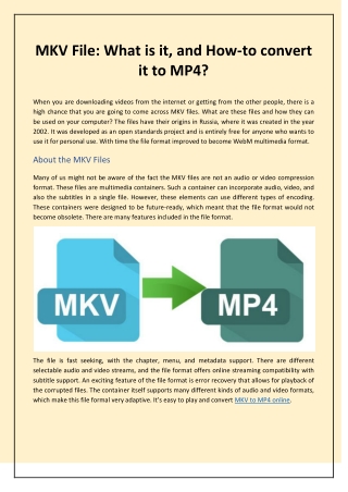 MKV File: What is it, and How-to convert it to MP4?