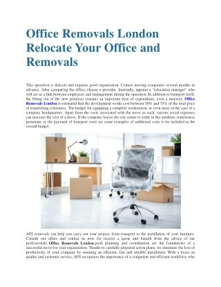 Office Removals London Relocate Your Office and Removals