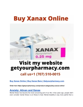 Buy Xanax Online | Buy Xanax Bars | Getyourpharmacy.com