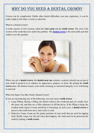 Why Do You Need A Dental Crown?